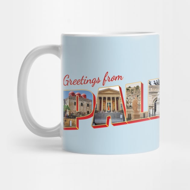 Greetings from Palermo in Sicily Italy Vintage style retro souvenir by DesignerPropo